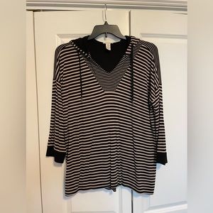 Westbound hooded top, black stripe, 3/4 sleeves, size XL